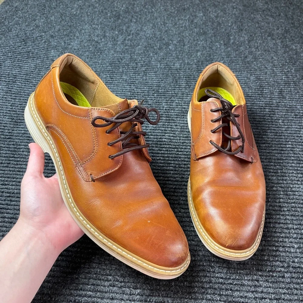 Florsheim Mens Cognac Brown Leather Derby Shoes Flexsole Ortholite 10.5 career